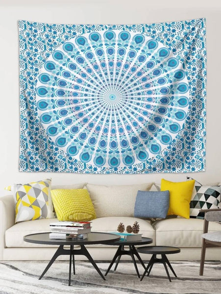 Blue Mandala Tapestry